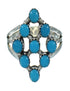Southwestern Silver Turquoise Jewelry Ring Size 7-1/2 YX71563